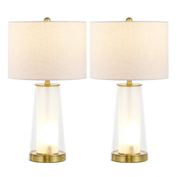 Tryon Modern Minimalist Glass/Iron Nightlight LED Table Lamp - JONATHAN Y